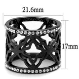TK2909 - IP Light Black (IP Gun) Stainless Steel Ring with Top Grade Crystal in Clear - Alamode - Flyclothing LLC