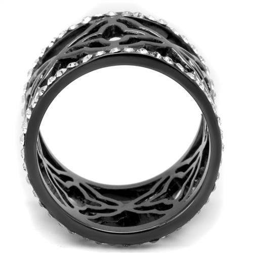 TK2909 - IP Light Black (IP Gun) Stainless Steel Ring with Top Grade Crystal in Clear - Alamode - Flyclothing LLC