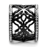 TK2909 - IP Light Black (IP Gun) Stainless Steel Ring with Top Grade Crystal in Clear - Alamode - Flyclothing LLC