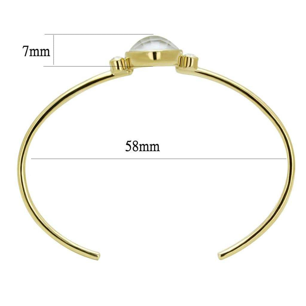 TK2910 - IP Gold(Ion Plating) Stainless Steel Bangle with Precious Stone Conch in White - Alamode - Flyclothing LLC