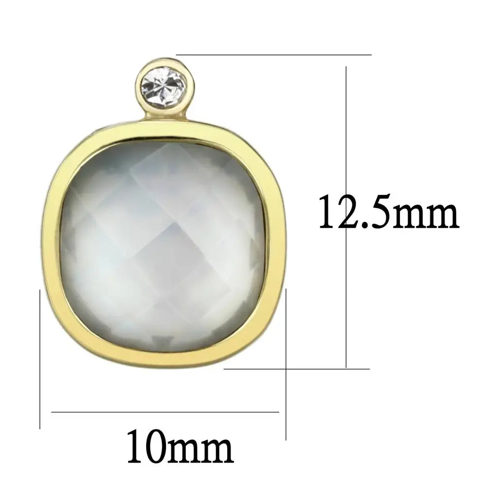 TK2912 - IP Gold(Ion Plating) Stainless Steel Earrings with Precious Stone Conch in White - Alamode - Flyclothing LLC