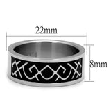 TK2921 - High polished (no plating) Stainless Steel Ring with Epoxy in Jet - Alamode - Flyclothing LLC