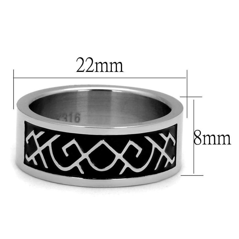 TK2921 - High polished (no plating) Stainless Steel Ring with Epoxy in Jet - Alamode - Flyclothing LLC