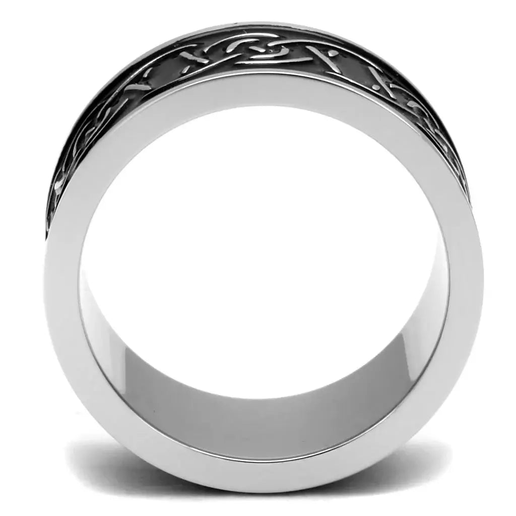 TK2922 - High polished (no plating) Stainless Steel Ring with Epoxy in Jet - Alamode - Flyclothing LLC