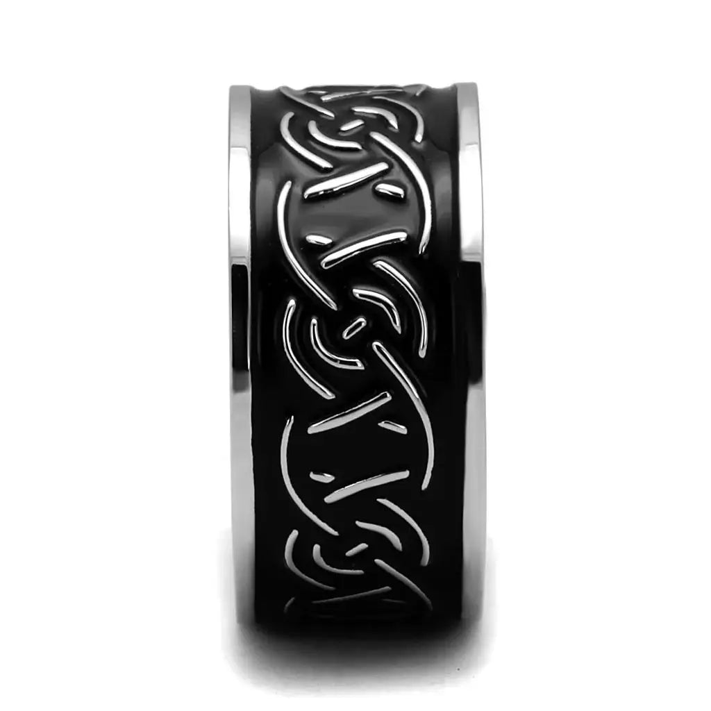 TK2922 - High polished (no plating) Stainless Steel Ring with Epoxy in Jet - Alamode - Flyclothing LLC