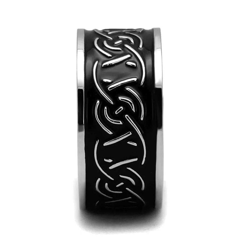 TK2922 - High polished (no plating) Stainless Steel Ring with Epoxy in Jet - Alamode - Flyclothing LLC