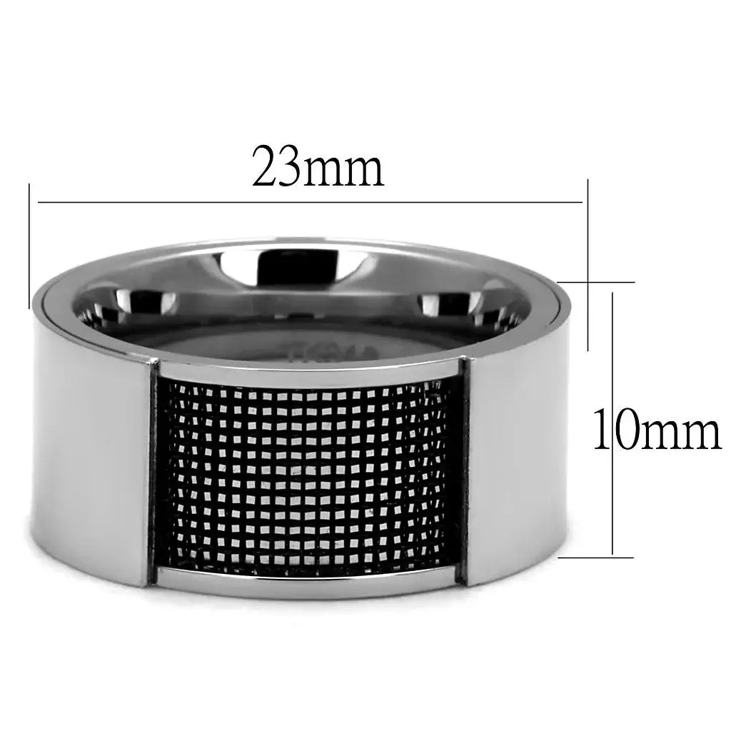 TK2923 - High polished (no plating) Stainless Steel Ring with Epoxy in Jet - Alamode - Flyclothing LLC