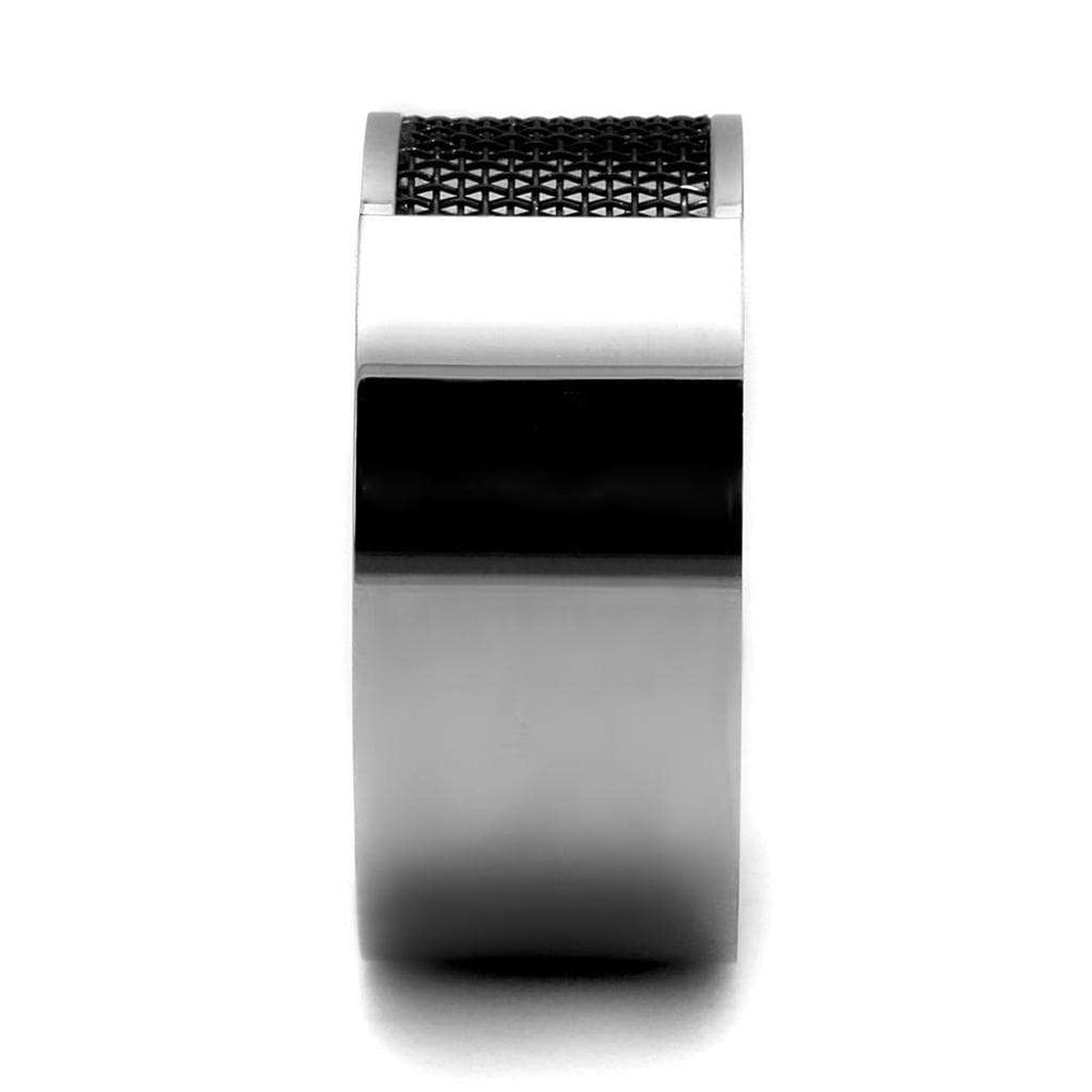 TK2923 - High polished (no plating) Stainless Steel Ring with Epoxy in Jet - Alamode - Flyclothing LLC