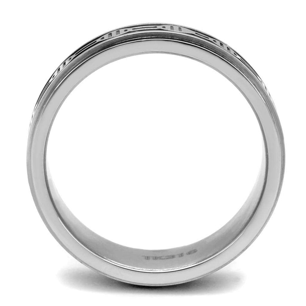 TK2924 - High polished (no plating) Stainless Steel Ring with Epoxy in Jet - Alamode - Flyclothing LLC