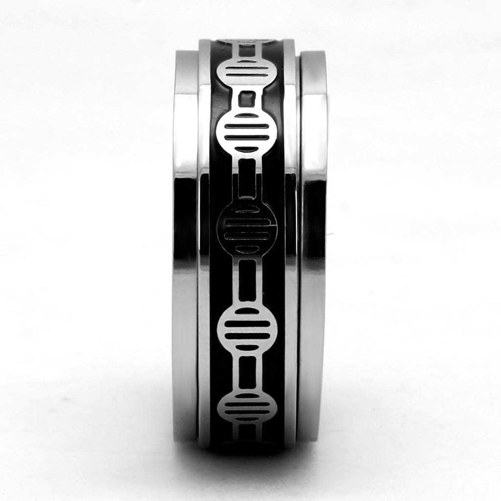 TK2924 - High polished (no plating) Stainless Steel Ring with Epoxy in Jet - Alamode - Flyclothing LLC