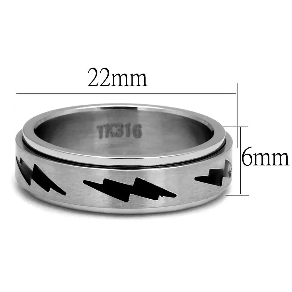 TK2926 - High polished (no plating) Stainless Steel Ring with Epoxy in Jet - Alamode - Flyclothing LLC