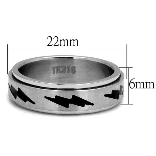 TK2926 - High polished (no plating) Stainless Steel Ring with Epoxy in Jet - Alamode - Flyclothing LLC