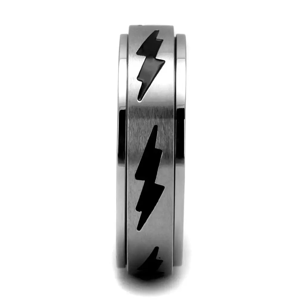 TK2926 - High polished (no plating) Stainless Steel Ring with Epoxy in Jet - Alamode - Flyclothing LLC