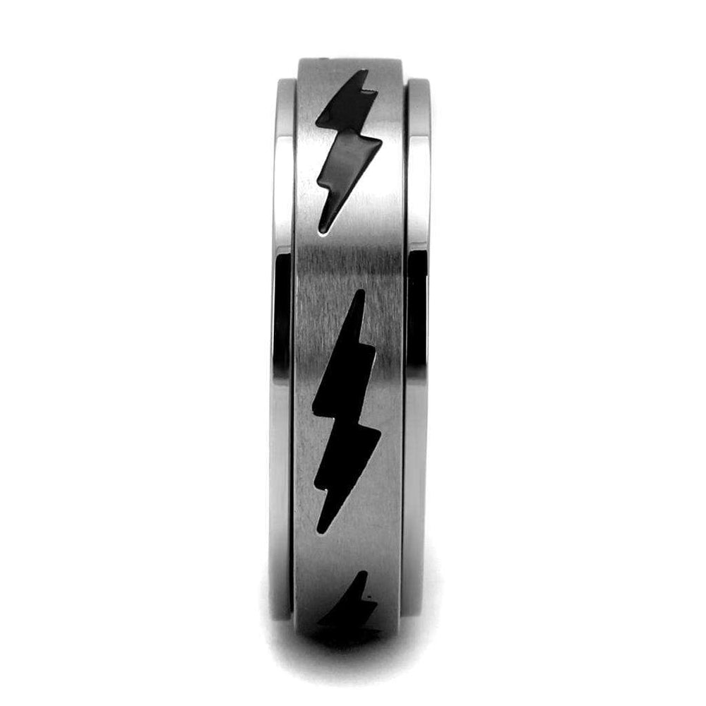 TK2926 - High polished (no plating) Stainless Steel Ring with Epoxy in Jet - Alamode - Flyclothing LLC