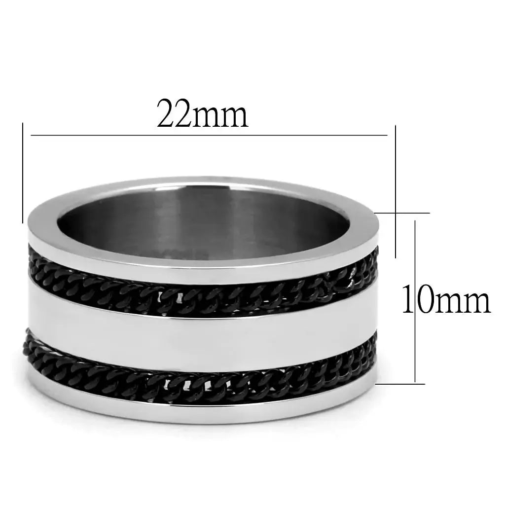 TK2927 - High polished (no plating) Stainless Steel Ring with Epoxy in Jet - Alamode - Flyclothing LLC