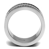 TK2927 - High polished (no plating) Stainless Steel Ring with Epoxy in Jet - Alamode - Flyclothing LLC