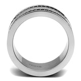 TK2927 - High polished (no plating) Stainless Steel Ring with Epoxy  in Jet - Alamode