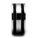 TK2927 - High polished (no plating) Stainless Steel Ring with Epoxy  in Jet - Alamode