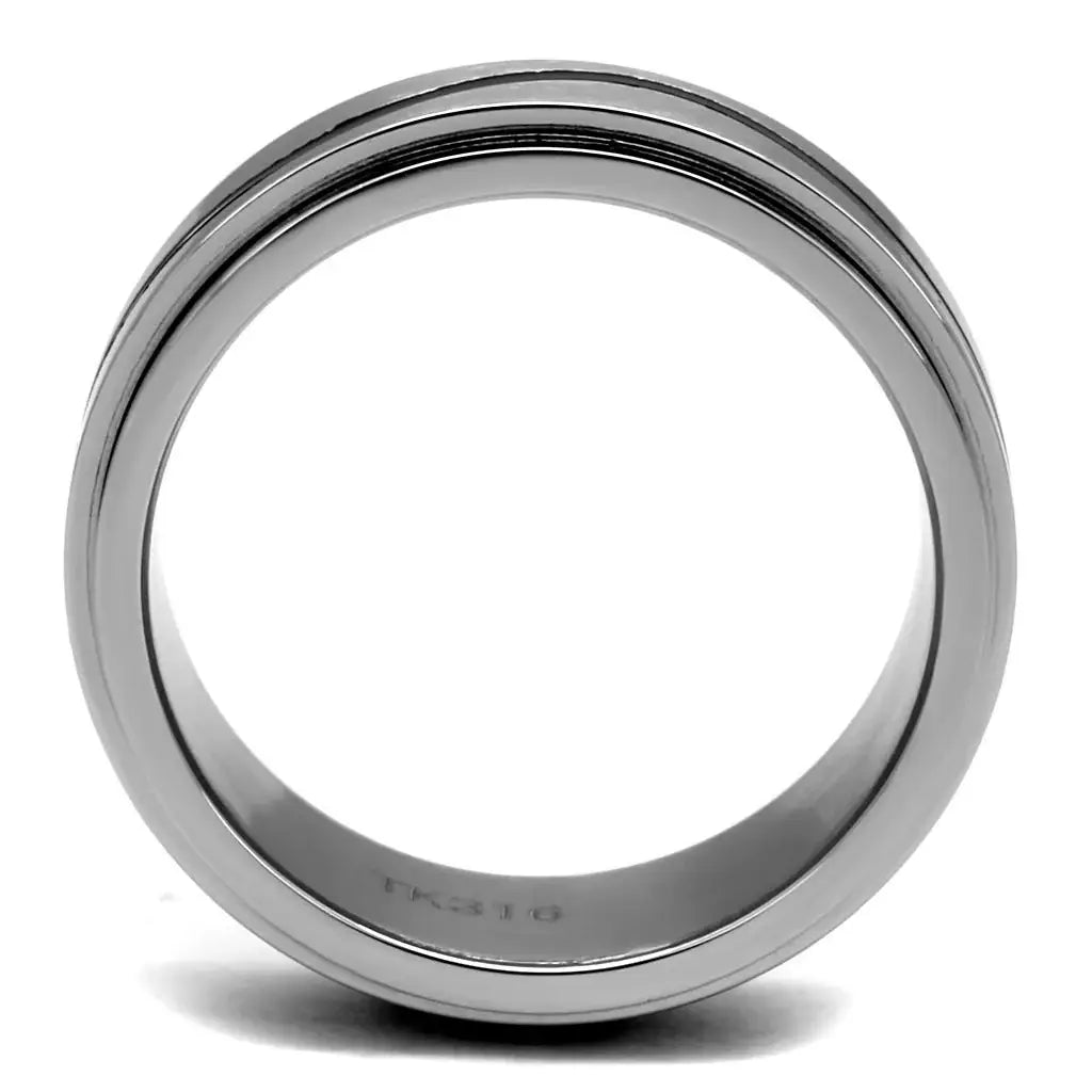 TK2929 - High polished (no plating) Stainless Steel Ring with Epoxy in Jet - Alamode - Flyclothing LLC