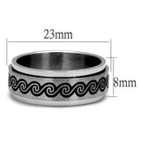 TK2930 - High polished (no plating) Stainless Steel Ring with Epoxy  in Jet - Alamode