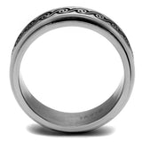 TK2930 - High polished (no plating) Stainless Steel Ring with Epoxy  in Jet - Alamode