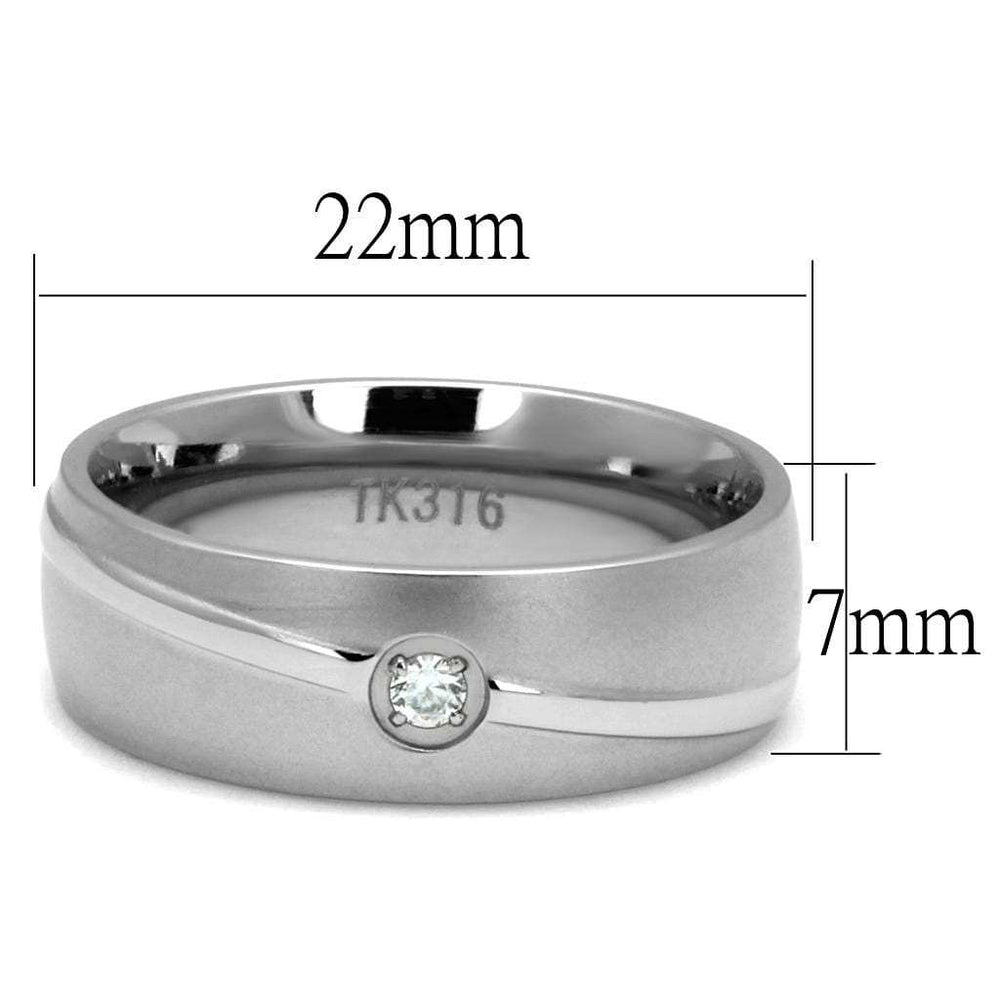 TK2931 - High polished (no plating) Stainless Steel Ring with AAA Grade CZ in Clear - Alamode - Flyclothing LLC
