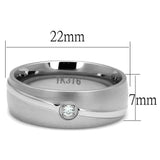 TK2931 - High polished (no plating) Stainless Steel Ring with AAA Grade CZ  in Clear - Alamode