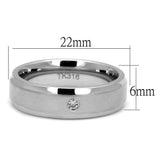 TK2934 - High polished (no plating) Stainless Steel Ring with AAA Grade CZ  in Clear - Alamode