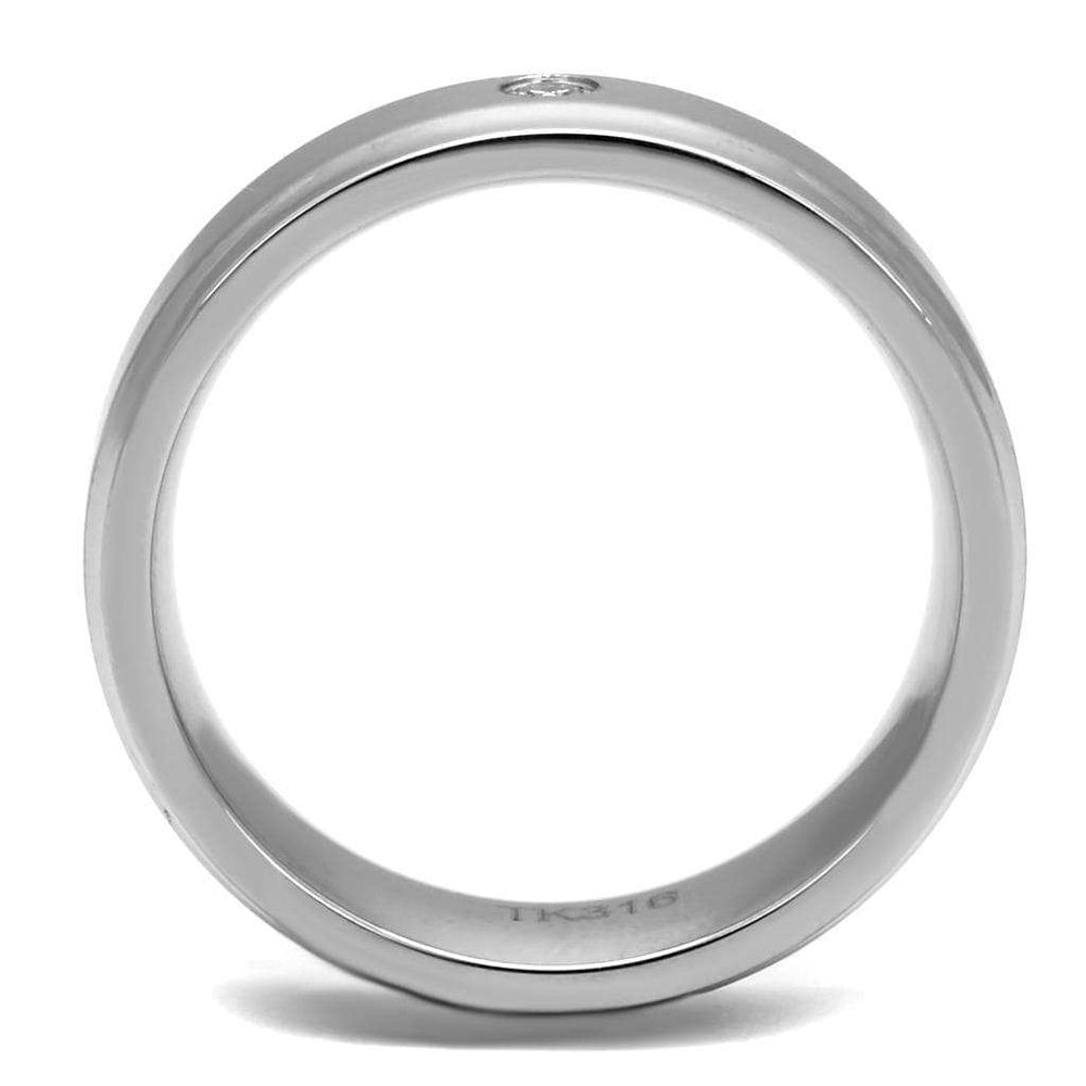 TK2934 - High polished (no plating) Stainless Steel Ring with AAA Grade CZ in Clear - Alamode - Flyclothing LLC