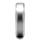TK2934 - High polished (no plating) Stainless Steel Ring with AAA Grade CZ  in Clear