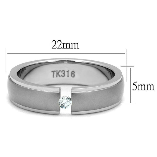 TK2935 - High polished (no plating) Stainless Steel Ring with AAA Grade CZ in Clear - Alamode - Flyclothing LLC