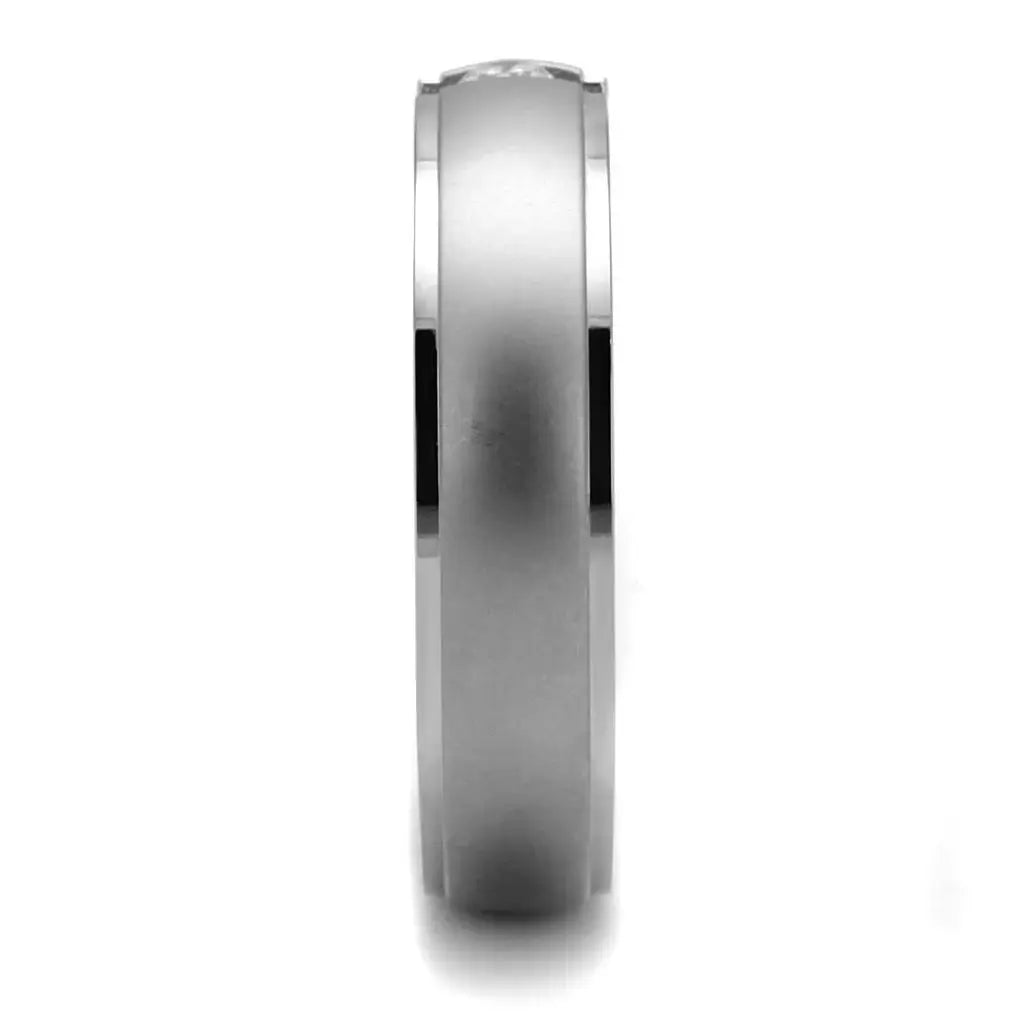 TK2935 - High polished (no plating) Stainless Steel Ring with AAA Grade CZ in Clear - Alamode - Flyclothing LLC