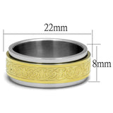 TK2939 - Two-Tone IP Gold (Ion Plating) Stainless Steel Ring with No Stone - Alamode