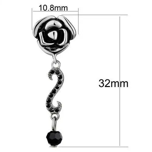 TK2951 - High polished (no plating) Stainless Steel Earrings with Top Grade Crystal in Jet - Alamode - Flyclothing LLC