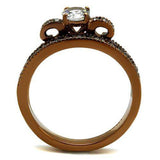 TK2955 - IP Coffee light Stainless Steel Ring with AAA Grade CZ in Clear - Alamode - Flyclothing LLC
