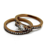 TK2955 - IP Coffee light Stainless Steel Ring with AAA Grade CZ in Clear - Alamode - Flyclothing LLC