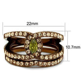 TK2956 - IP Coffee light Stainless Steel Ring with AAA Grade CZ in Olivine color - Alamode - Flyclothing LLC