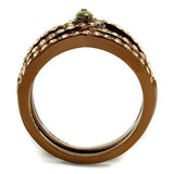 TK2956 - IP Coffee light Stainless Steel Ring with AAA Grade CZ in Olivine color - Alamode - Flyclothing LLC