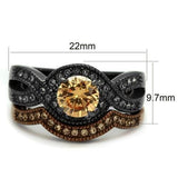 TK2957 - IP Light Black & IP Light coffee Stainless Steel Ring with AAA Grade CZ  in Champagne - Alamode