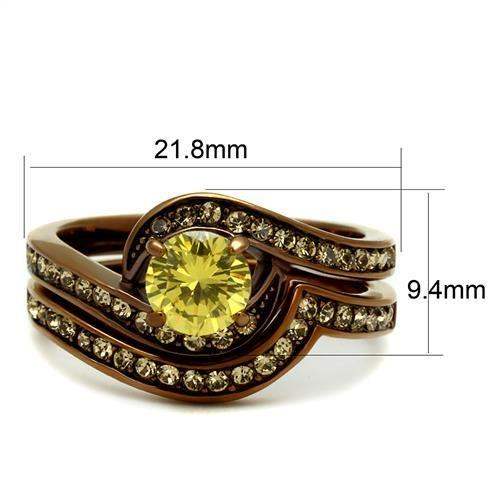 TK2959 - IP Coffee light Stainless Steel Ring with AAA Grade CZ in Topaz - Alamode - Flyclothing LLC
