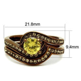 TK2959 - IP Coffee light Stainless Steel Ring with AAA Grade CZ  in Topaz - Alamode