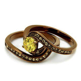 TK2959 - IP Coffee light Stainless Steel Ring with AAA Grade CZ in Topaz - Alamode - Flyclothing LLC