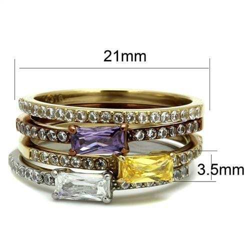 TK2960 - Three Tone IPÃ¯Â¼Ë†IP Gold & IP Light coffee & High Polished) Stainless Steel Ring with AAA Grade CZ in Multi Color - Alamode - Flyclothing LLC