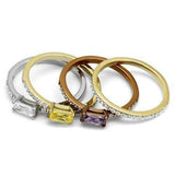 TK2960 - Three Tone IPÃ¯Â¼Ë†IP Gold & IP Light coffee & High Polished) Stainless Steel Ring with AAA Grade CZ in Multi Color - Alamode - Flyclothing LLC