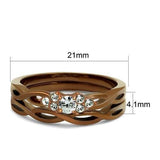 TK2963 - IP Coffee light Stainless Steel Ring with AAA Grade CZ  in Clear - Alamode