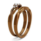 TK2963 - IP Coffee light Stainless Steel Ring with AAA Grade CZ  in Clear - Alamode