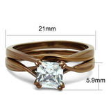 TK2964 - IP Coffee light Stainless Steel Ring with AAA Grade CZ  in Clear - Alamode