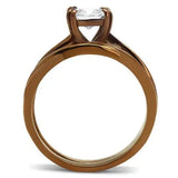 TK2964 - IP Coffee light Stainless Steel Ring with AAA Grade CZ in Clear - Alamode - Flyclothing LLC