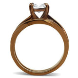TK2964 - IP Coffee light Stainless Steel Ring with AAA Grade CZ  in Clear - Alamode