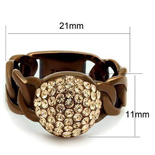 TK2965 - IP Coffee light Stainless Steel Ring with Top Grade Crystal in Light Peach - Alamode - Flyclothing LLC